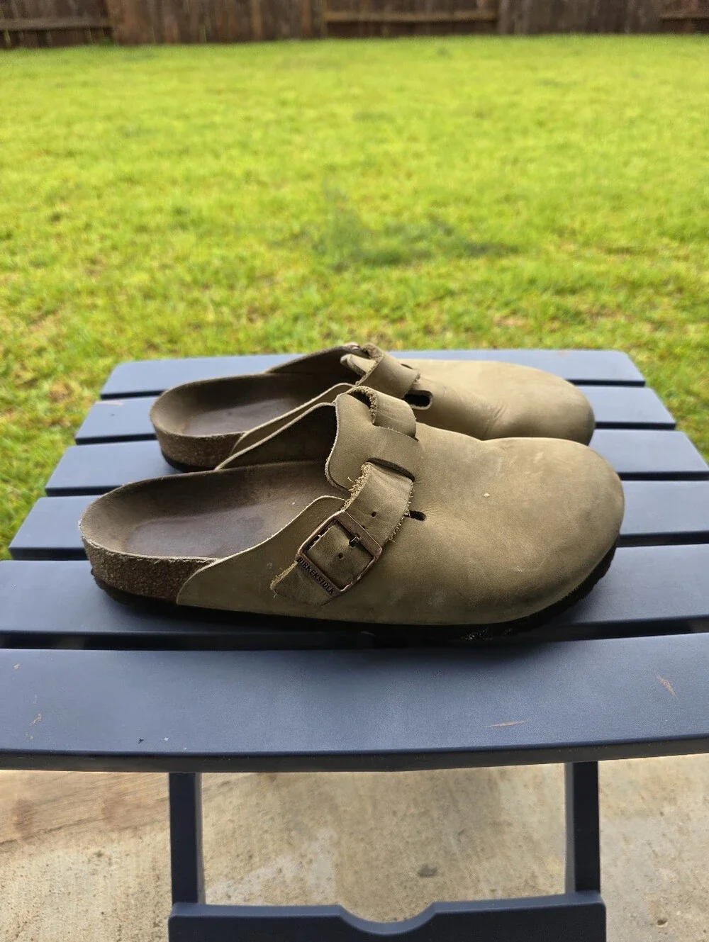 Birkenstock Boston Taupe Leather Clogs Slip On Shoes Unisex EU 42 US Men's 9